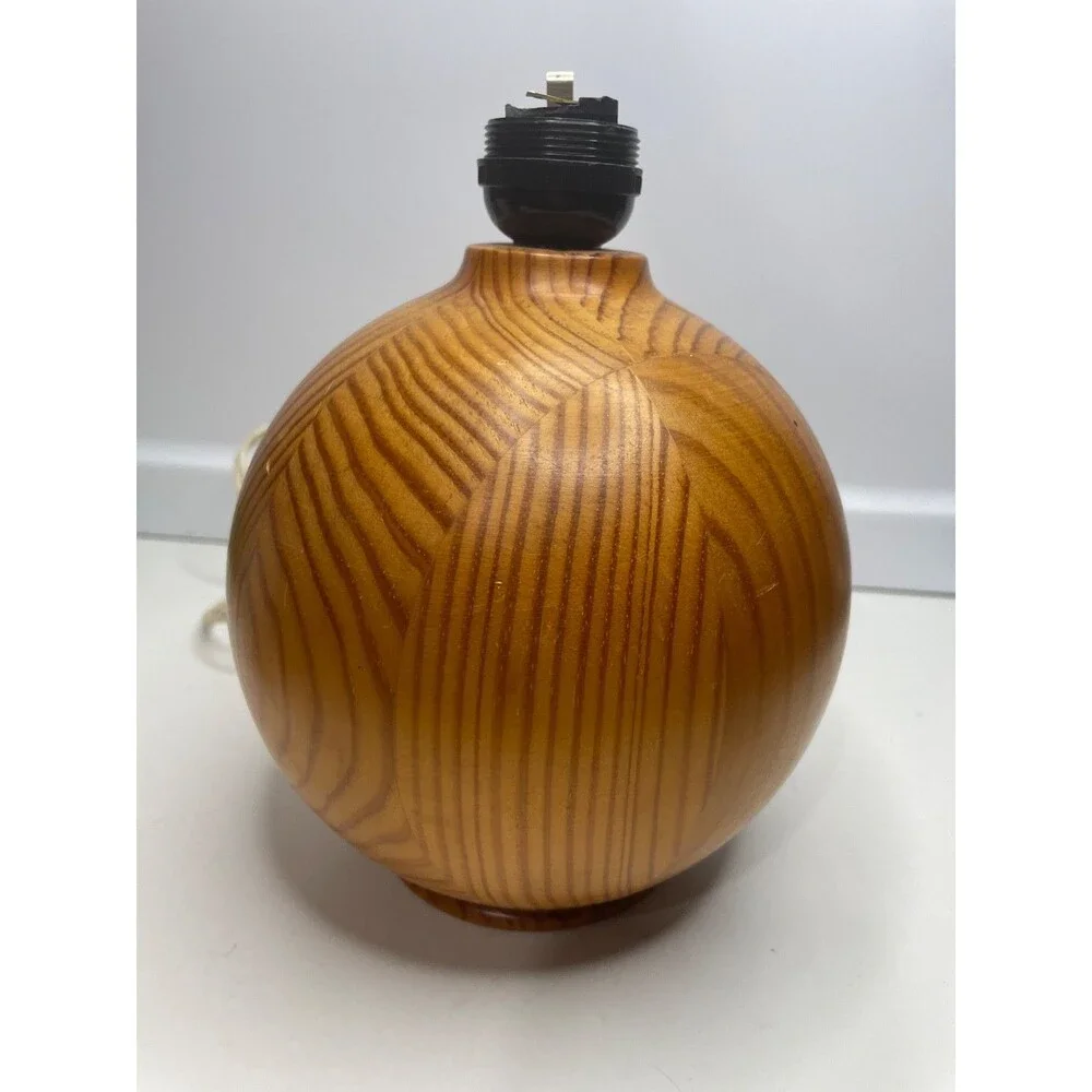 Vintage Ikea round designer pine Table Lamp Scandinavian Design MCM